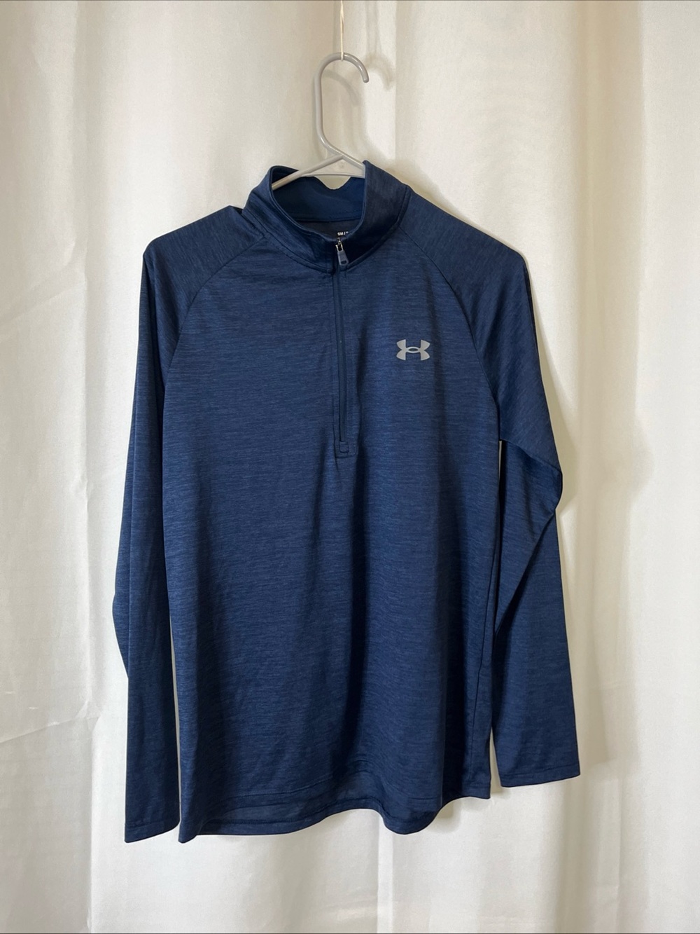 Under Armour 1/4 Jacket Men's Small Heathered Blue Long Sleeve Zip Up Loose
